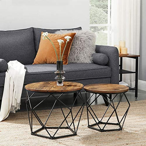 Rootz Side tables - Set of 2 - Industrial - Table - Bedside tables - Gray / Black - 40 x 40 x 55 cm