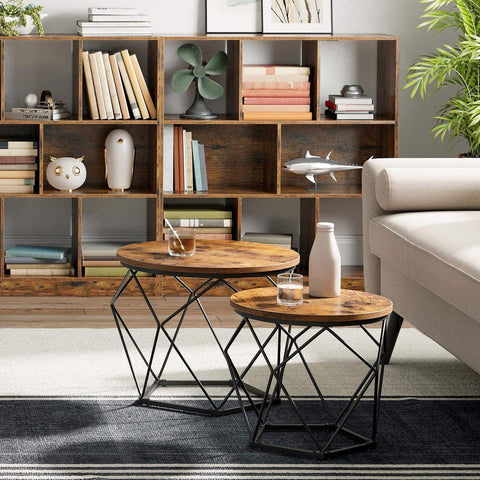 Rootz Side tables - Set of 2 - Industrial - Table - Bedside tables - Gray / Black - 40 x 40 x 55 cm