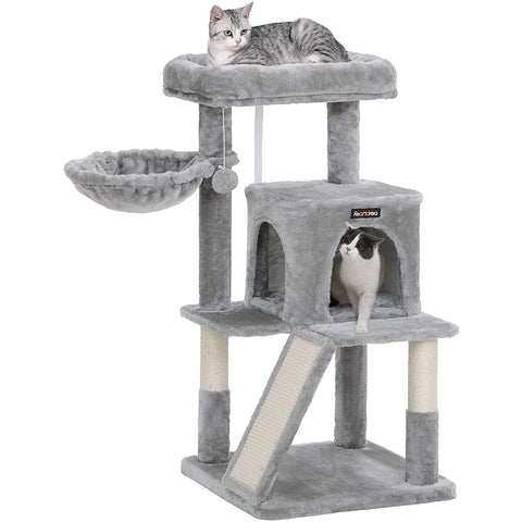 Rootz Cat Tree - Cat House - Scratching Post - Scratching Posts for Cats - 48 x 48 x 96 cm (LxWxH)