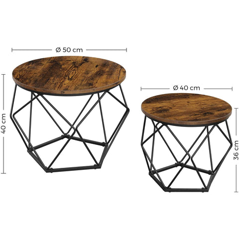 Rootz Side tables - Set of 2 - Industrial - Table - Bedside tables - Gray / Black - 40 x 40 x 55 cm