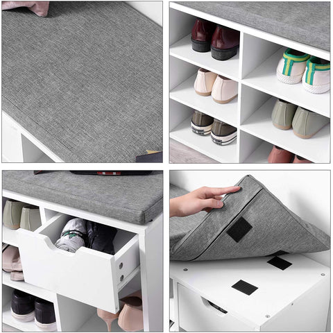 Rootz Shoe cabinet - Shoe rack - 10 Pairs of Shoes - Shoe cabinets - White - 104 x 30 x 48 cm