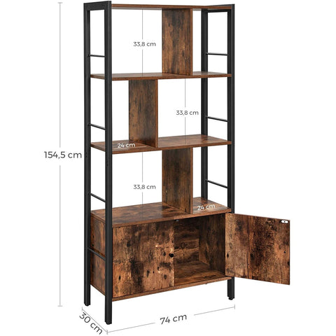 Rootz Bookcase - Bookcases - Industrial - Wood - Iron Frame - 74 x 30 x 154.5 cm (LxWxH)