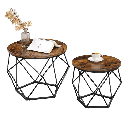Rootz Side tables - Set of 2 - Industrial - Table - Bedside tables - Gray / Black - 40 x 40 x 55 cm