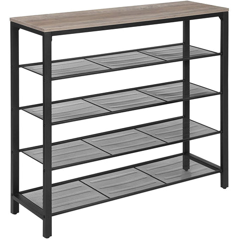 Rootz Shoe Rack - Shoe Cabinet for 16 Pairs of Shoes - Industrial Vintage Design - Wood and Metal - 100 x 30 x 92.5 cm