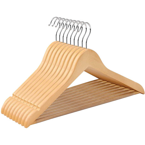 Rootz Maple Wood Clothes hangers 10 pieces - Clothes hangers - Rotatable - Black - 44.5 x 1.2 x 23 cm (LxWxH)