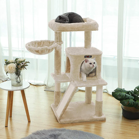 Rootz Cat Tree - Cat House - Scratching Post - Scratching Posts for Cats - 48 x 48 x 96 cm (LxWxH)