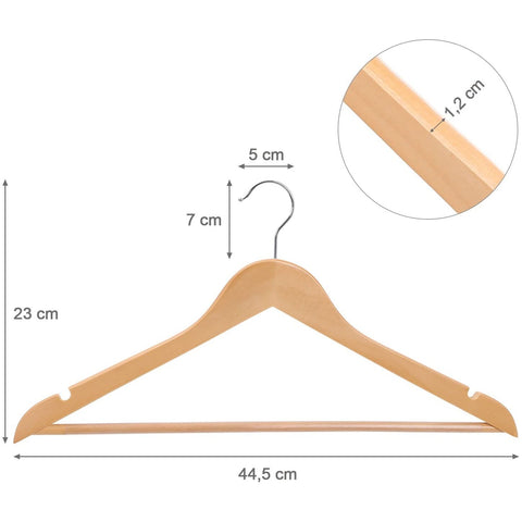 Rootz Maple Wood Clothes hangers 10 pieces - Clothes hangers - Rotatable - Black - 44.5 x 1.2 x 23 cm (LxWxH)