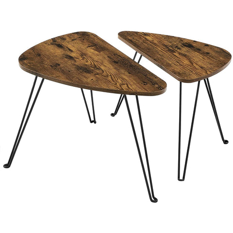 Rootz Side Tables Set of 2 - Coffee Table Wood - Industrial Coffee Table - Brown/Black - 60 x 38 x 47.5 cm (LxWxH)