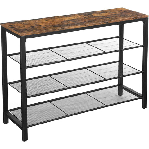 Rootz Shoe cabinet - 4 layers - Shoe rack - Shoe bench - Rustic Brown - Industrial - 100 x 30 x 72 cm