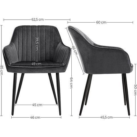 Rootz Dining Chair - Modern and Elegant Leisure Chair - Dining Chairs - Metal Legs - Green - 62.5 x 60 x 85 cm (LxWxH)