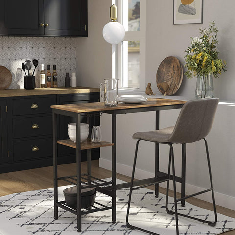 Rootz Bar table - Wine glass holder - Industrial - Brown / Black - 110 x 40 x 90 cm (LxWxH)