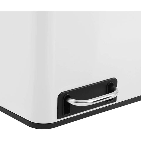 Rootz Trash Can 54L - Waste Separation System - 3 x 18 l - Pedal Bin - Waste Separation Trash Cans - Stainless Steel - White