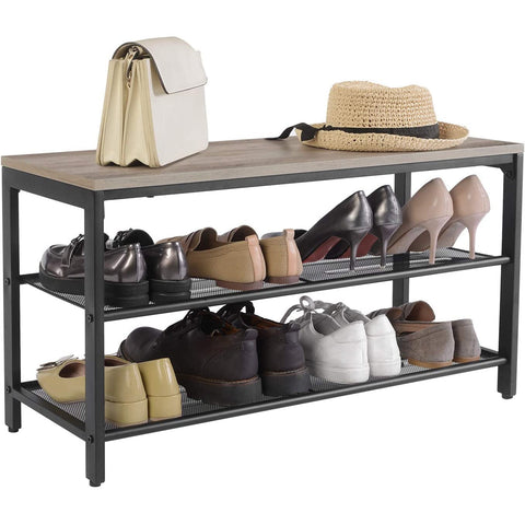 Rootz Shoe cabinet - Shoe rack - Shoe bench - Rustic Brown - Industrial - 80 x 30 x 44.5 cm