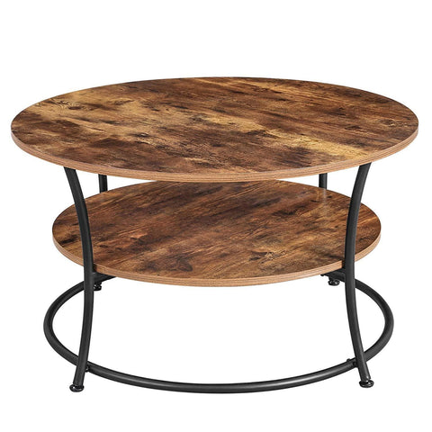 Rootz Round Coffee Table - Industrial Style - Side Table - Cocktail Table - 2 Shelves - Industrial - 80 x 45 cm