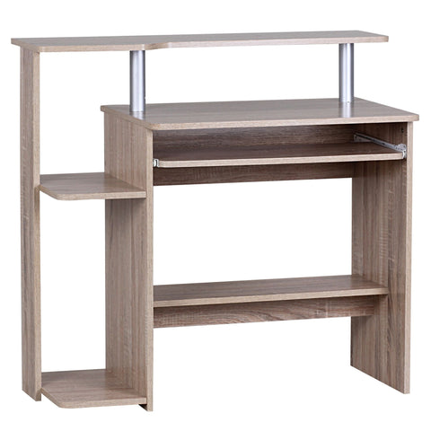 Rootz Computer Desk - Sonoma Oak - Keyboard Extension - Space-saving PC Table with Printer Storage - Desk for Small Rooms - 94 x 90 x 48 cm