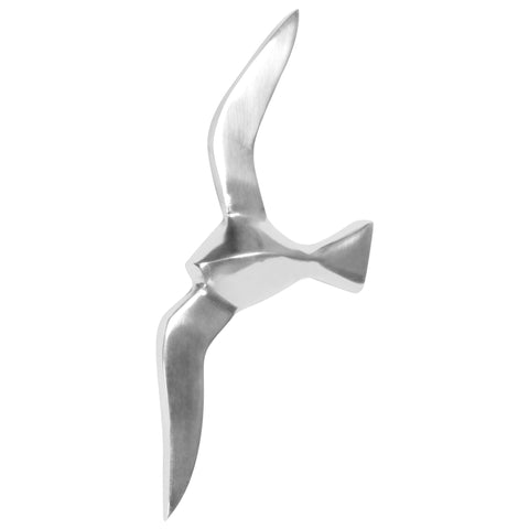 Rootz Wall Decoration - Small Polished Aluminum Seagull - 30 cm Statue Sculpture - Modern Maritime Décor