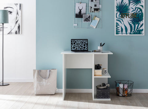 Rootz Computer Desk - White - Small Office Table - Shelf Included - Modern Worktable - 82x60x76cm