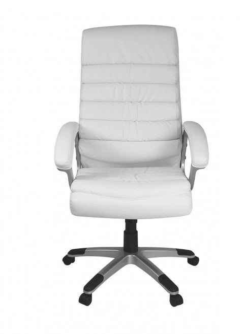 Rootz Office Chair - White Artificial Leather - Ergonomic with Headrest - Design Executive Chair - Desk Chair with Wiping Function - Swivel Chair - High Backrest (X-XL, 120kg)