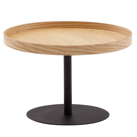 Rootz Coffee Table - Wood-Metal Living Room Table - Modern Round Design - Oak Coffee Table - Table for Living Room - 61x61x40 cm