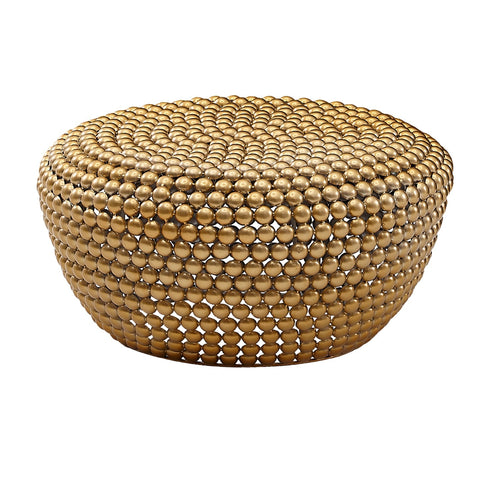 Rootz Coffee Table - Gold Aluminum - Round Metal Living Room Table - Oriental Design Sofa Table - Small Round Coffee Table - 60x60x30 cm