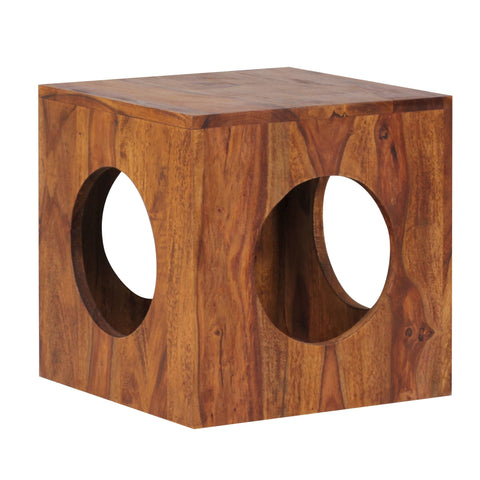 Rootz side table solid wood Sheesham 35x35 cm Cube living room table design country style coffee table square