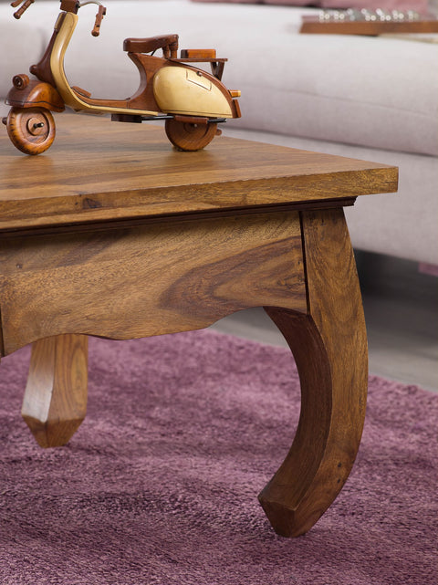 Rootz Coffee Table - Solid Wood Sheesham - 60cm Wide - Dark Brown - Country Style - Living Room Table