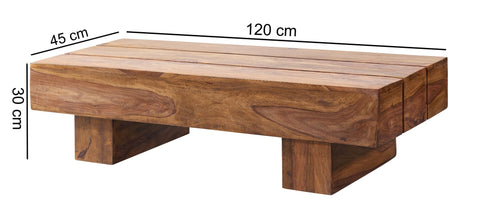 Rootz Coffee Table - Solid Wood - Sheesham - 120cm Wide - Country Style Living Room Table - Dark-Brown