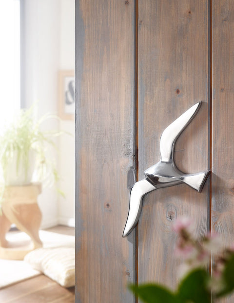 Rootz Wall Decoration - Small Polished Aluminum Seagull - 30 cm Statue Sculpture - Modern Maritime Décor