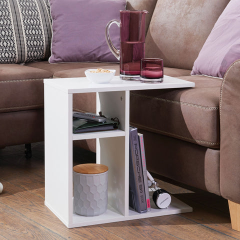 Rootz Wood Side Table - Design Side Table for Sofa - Small Modern Coffee Table - Square Coffee Table - High Sofa Table - White -  50x50x30cm