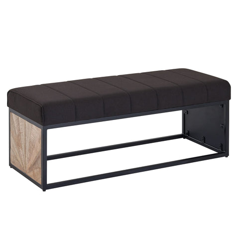 Rootz Bench - Black Upholstered Bench with Metal Frame - Bedroom Bed Bench - Hallway Cloakroom Bench - 105 x 40 x 40 cm