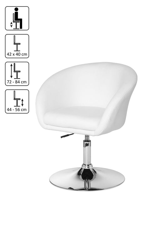 Rootz Lounge Armchair - White Synthetic Leather - Swivel - Modern Design - Dining Room Chair - Club Chair