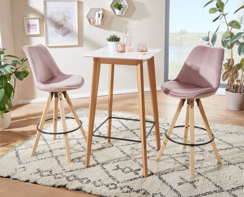 Rootz Table - Bar Table for 4 - Modern Design - Wood Party Table - Scandinavian Oak High Table - White Square - 60x110x60cm
