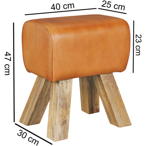 Rootz Seat Stool - Design Brown Upholstered - Leather Footstool Footrest - 40 x 30 x 47 cm