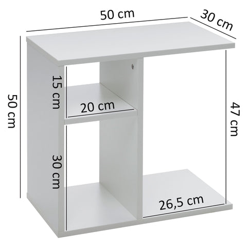 Rootz Wood Side Table - Design Side Table for Sofa - Small Modern Coffee Table - Square Coffee Table - High Sofa Table - White -  50x50x30cm