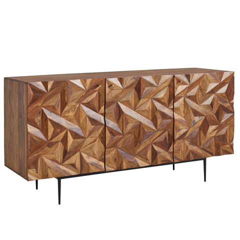 Rootz Sideboard - Modern Dresser Cabinet with Doors and Drawers - Living Room Standing Cabinet - Solid Sheesham Wood - 138x76x45 cm
