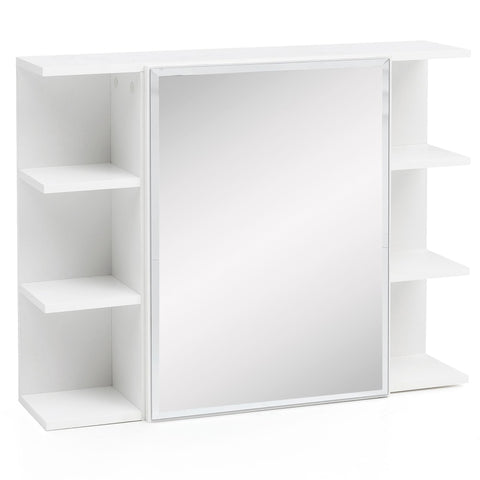 Rootz Mirror Cabinet - Modern Design - Chipboard - Free-Floating Bathroom Shelf - White - 80x64.5x20cm