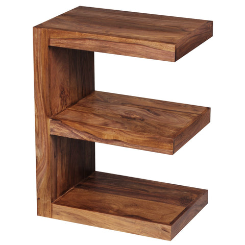 Rootz Side Table - Solid Wood Sheesham - E Cube Design - 60cm Height - Brown Country Style Coffee Table