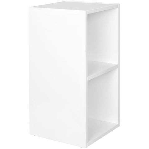 Rootz Stand Shelf - Modern Wood - White/Black - Small - Narrow Wall Shelf Storage Bookcase with 2 Shelves - 30x60x30cm