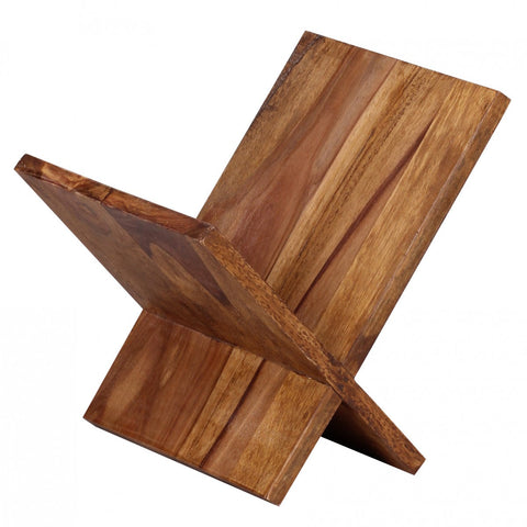 Rootz Magazine Rack - X-Shaped - Solid Wood Sheesham - 31 cm - Country House Style - Design Prospectus Holder