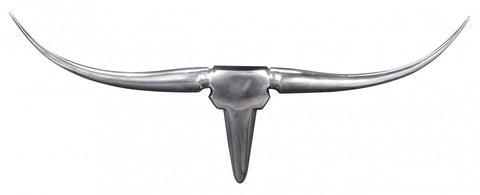 Rootz Bull Antlers Decor - Silver Aluminum - Wall Decoration - 74cm Wide - Decorative Aluminum Wall Art
