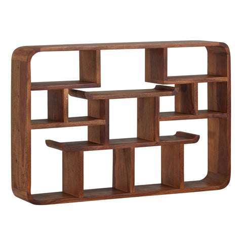 Rootz Wall Shelf - Modern Floating Hanging Shelf - Large Design for Living Room - Bookshelf Wall Mount - Solid Sheesham Wood - 30x80x10 cm