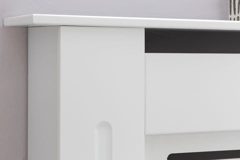 Rootz Design Radiator Cover White Matt Lacquered 112x82x19 cm - Heater Panel Small Heater Cover - Radiator cover wood slats - Heating radiator cover protection