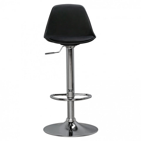 Rootz Barstool - Black Faux Leather - Adjustable Height - Design with Backrest