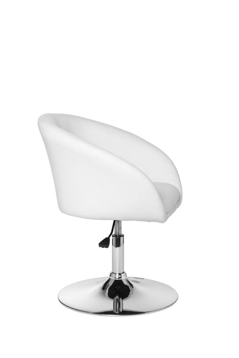 Rootz Lounge Armchair - White Synthetic Leather - Swivel - Modern Design - Dining Room Chair - Club Chair