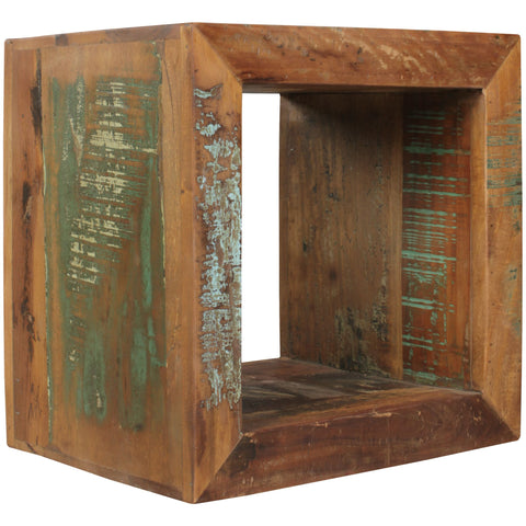 Rootz Side Table -  Shabby-Chic - Mango Solid Wood - Small Brown Table - Design Cube - 45x45x35cm