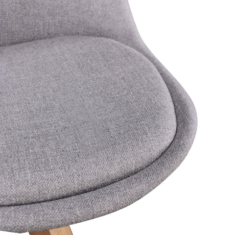 Rootz Dining Chairs - Set of 2 Retro - Light Gray Upholstered Chairs with Fabric Cover and Backrest - Design Kitchen Chairs