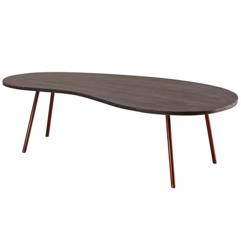 Rootz Coffee Table -  Acacia Wood - Copper Metal Legs - Kidney Shape - Modern Design - 122x34.5x63cm