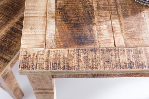 Rootz Dining Table - Square - Solid Mango Wood - Rustic Design - Dining Table for 4 - Real Wood - 80 x 80 x 76 cm