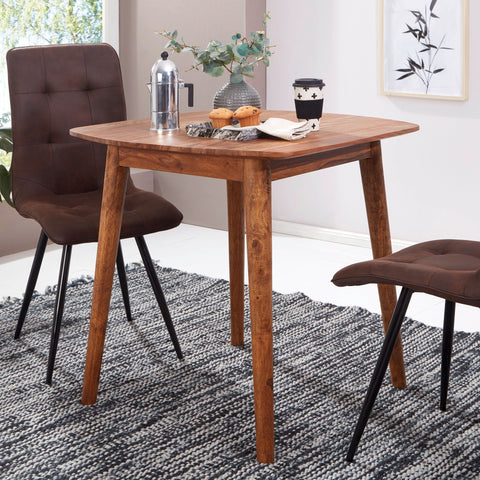 Rootz Dining Table - Sheesham Solid Wood - Designer Kitchen Table - Rustic & Modern - Solid Wood Dining Table - 80x78x80cm