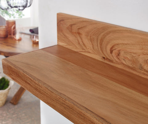 Rootz Wall Shelf - Solid Wood Acacia - 160 cm - Country Style Hanging Shelf - Natural Product